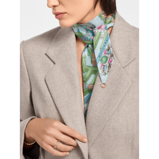 Wonder Garden shelley in fine Eden green silk twill with a BVLGARI BVLGARI metal pendant. Made of 100% silk. WONDERGARDEN-SH image 1