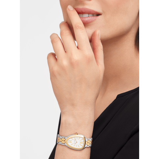 Serpenti Seduttori watch in stainless steel and 18 kt yellow gold with white silver opaline dial. Water-resistant up to 30 metres 103671 image 4