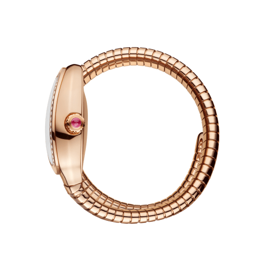 Orologio automatico Serpenti Tubogas in oro rosa 18 kt con lunetta con diamanti, quadrante opalino bianco con finiture soleil e bracciale a spirale. Impermeabile fino a 30 metri. 103903 image 3