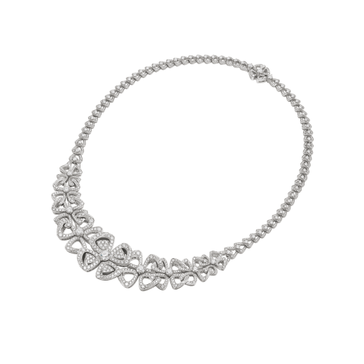 Fiorever 18 kt white gold necklace set with round brilliant-cut diamonds and pavé diamonds. 356934 image 2