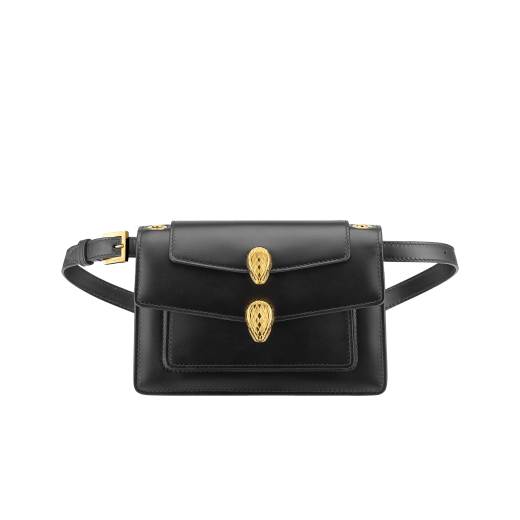 "Alexander Wang x Bvlgari" belt bag in smooth Amaranth Garnet red calfskin. New double Serpenti head closure in antique gold-plated brass with alluring red enamel eyes. SFW-001-1029S image 4