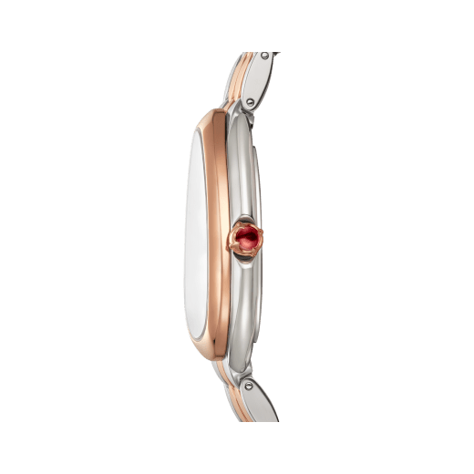 Serpenti Seduttori watch in stainless steel and 18 kt rose gold case and bracelet, with white silver opaline dial 103948 image 3