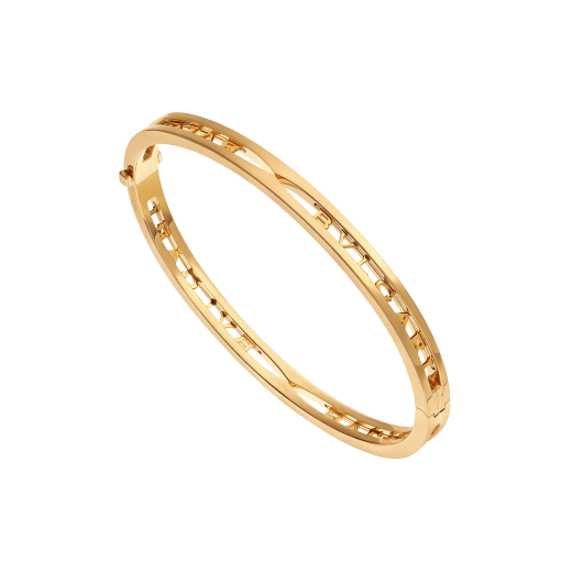 B.zero1 18 kt yellow gold bangle bracelet with BVLGARI logo on the spiral BR858724 image 1