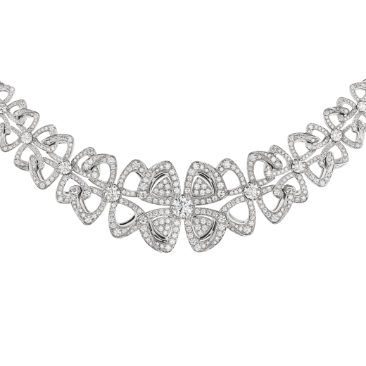 Fiorever 18 kt white gold necklace set with round brilliant-cut diamonds and pavé diamonds. 356934 image 3