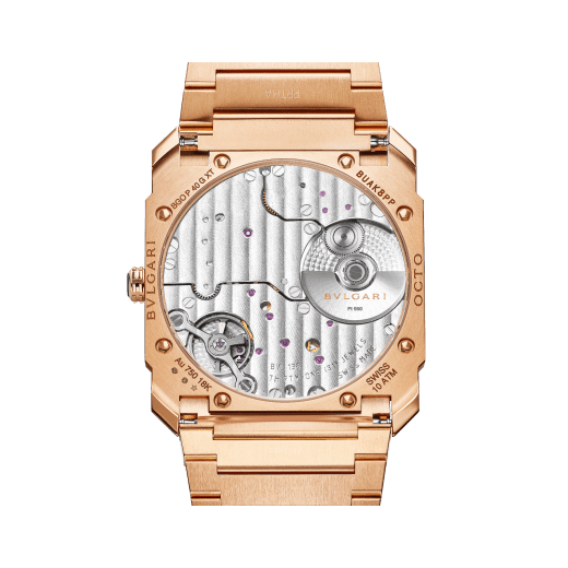Octo Finissimo Automatic watch with mechanical manufacture ultra-thin movement (2.23 mm thick), automatic winding, satin-polished 18 kt rose gold case and bracelet and brown lacquered dial with sunray finish. Water-resistant up to 100 metres 103637 image 4