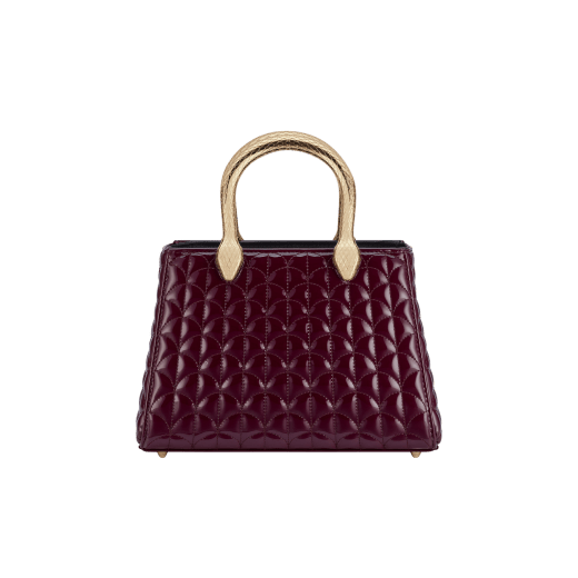 Serpentine Duo tote bag in white agate calf leather with a distinctive Calla Matelassé motif and white agate nappa leather lining. Captivating double-head snake body-shaped handles in palladium-plated brass embellished with engraved scales. SRN-001-1308S image 2