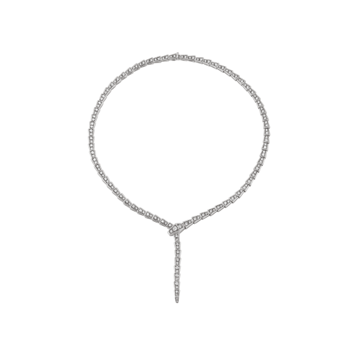 Serpenti Viper slim necklace in 18 kt white gold, set with full pavé diamonds. 351090 image 1