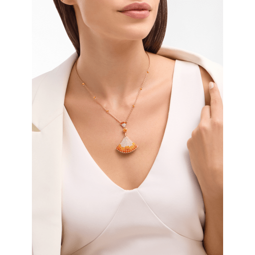 Divas' Dream 18 kt rose gold necklace set with round brilliant-cut Mandarin garnets and pavé diamonds 361110 image 1