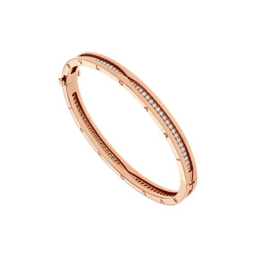 B.zero1 18 kt rose gold bracelet set with pavé diamonds on the spiral BR858817 image 1