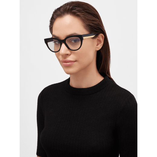 Bvlgari Roma butterfly acetate glasses with metal logo on the temples and blue light filter lenses 904334 image 1