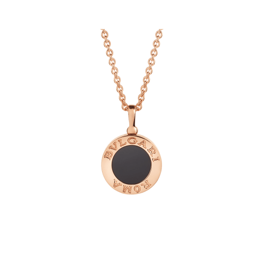 BVLGARI BVLGARI necklace with 18 kt rose gold chain and 18 kt rose gold pendant set with onyx and pavé diamonds 350815 image 3