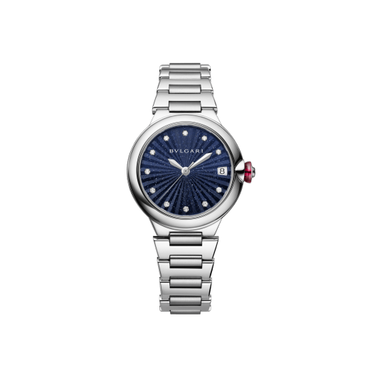 Lvcea watch in polished and satin-brushed stainless steel with automatic movement, blue aventurine intarsio dial and 12 diamond indexes. Water-resistant up to 50 metres 104198 image 1