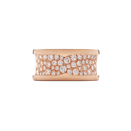 B.zero1 ring in 18 kt rose gold, set with pavé diamonds on the spiral. AN855553 image 3