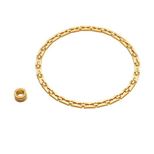 Collana B.zero1 Rock Chain in oro giallo 18 kt con pendente tondo con borchie e inserti in ceramica nera, da indossare anche separatamente insieme alla catena supplementare. CL860520 image 4