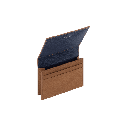 Bvlgari Bvlgari Man folded business card holder in black grain calf leather. Iconic palladium-plated brass embellishment and folded closure. BBM-BC-HOLD-SIMP-R image 2