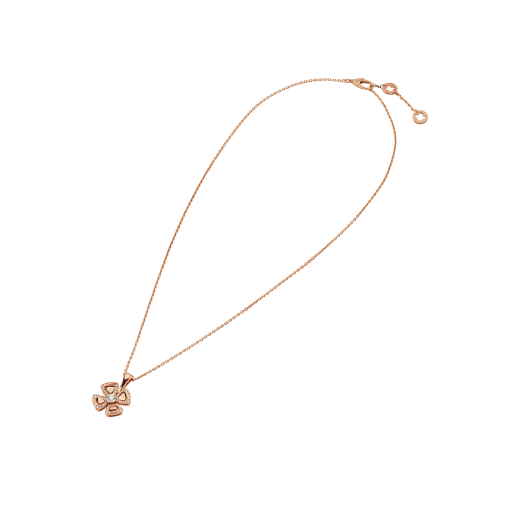 Fiorever 18 kt rose gold necklace set with a central diamond and pavé diamonds. 356223 image 2