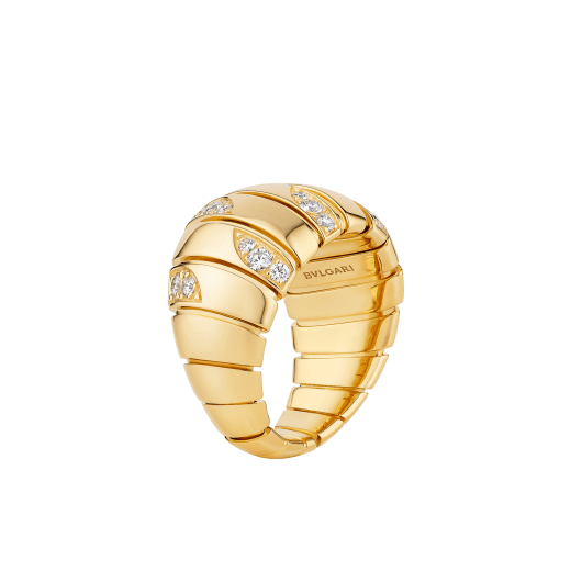 Bvlgari Tubogas 18 kt yellow gold ring set with pavé diamonds AN860574 image 1