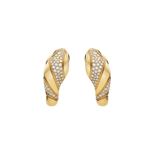 Orecchini Serpenti in oro giallo 18 kt con semi-pavé di diamanti e occhi in onice nera. 362636 image 1
