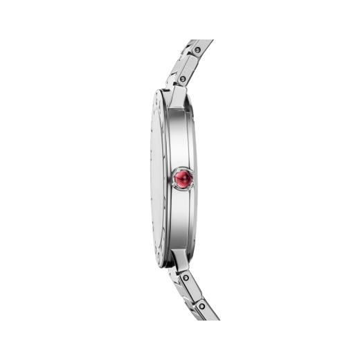 Bvlgari Bvlgari watch in polished and satin-brushed stainless steel, double logo engraving on the bezel, white mother-of-pearl dial and 12 diamond indexes. Water-resistant up to 30 metres 104194 image 3