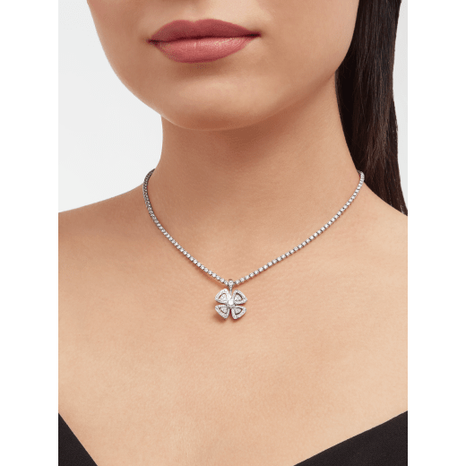 Fiorever 18 kt white gold convertible pendant necklace set with brilliant-cut diamonds (5.55 ct) and pavé diamonds (0.41 ct) 358351 image 1