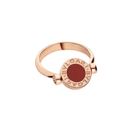 BVLGARI BVLGARI 18 kt rose gold flip ring set with mother-of-pearl and carnelian elements AN858197 image 2