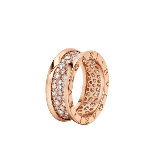 B.zero1 18 kt rose gold ring set with pavé diamonds on the spiral AN860150 image 1