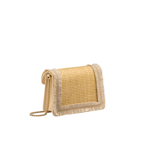 Serpenti Forever micro bag in light gold Molten karung skin with black nappa-leather interior. Captivating snakehead magnetic fastening in light gold-plated brass embellished with red enamel eyes. SEA-MINICROSSBODYb image 3