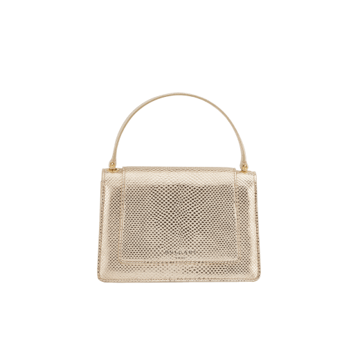 Alexander Wang x Bulgari belt bag in light gold Molten karung skin with black nappa leather lining. Exclusively redesigned double Serpenti head clasp in antique gold-plated brass with seductive red enamel eyes. 291188 image 3