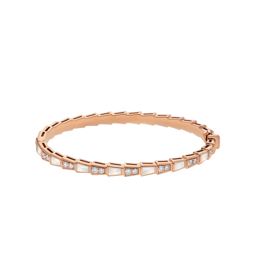 Serpenti Viper 18 kt rose gold bracelet set with mother-of-pearl elements and pavé diamonds BR858356 image 2