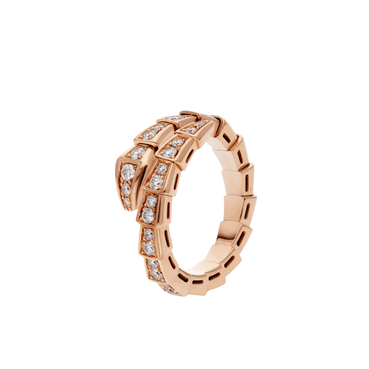 خاتم سيربنتي فايبر من الذهب الوردي عيار 18 قيراطاً، مرصع بالألماس المرصوف AN858522 image 1