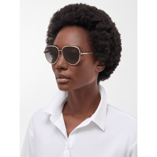 Serpenti Forever pilot metal sunglasses with enamelled snakehead embellishment on the temples 904371 image 1