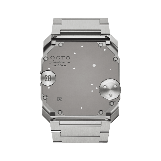 Octo Finissimo Ultra Platinum watch with mechanical manufacture ultra-thin movement, manual winding, platinum case (1.80 mm thick) and bracelet (1.50 mm thick), openwork dial, and sandblasted stainless steel ratchet. Limited Edition of 20 pieces. 103832 image 4