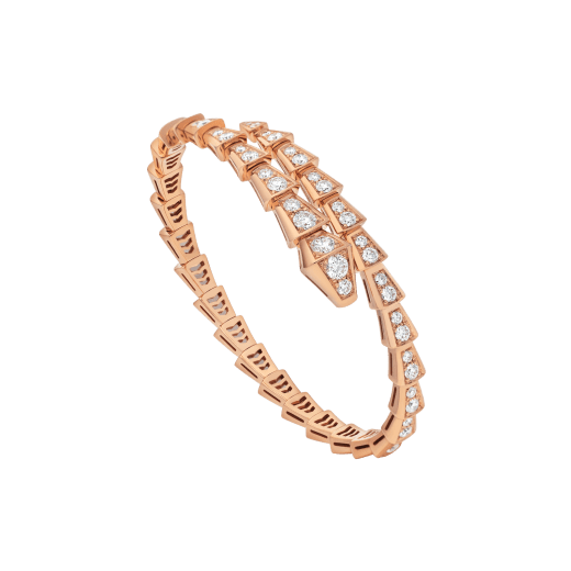 Serpenti Viper 18K 玫瑰金單圈細手環，飾以全密鑲鑽石。 BR858084 image 1
