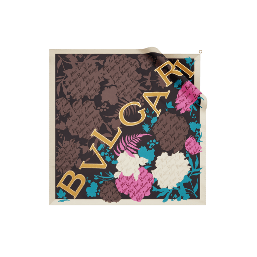 Foulard Logo Bouquet in pregiato twill di seta bianco agata. Composizione: 100% twill di seta. LOGOBOUQUET-SQ image 1