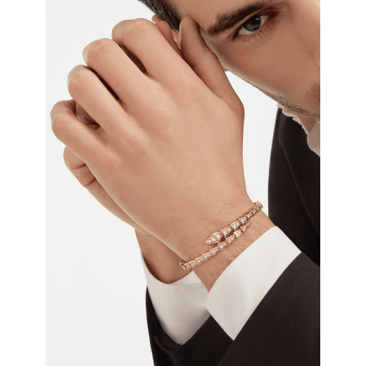Serpenti Viper one-coil 18 kt rose gold bracelet set with full pavé diamonds BR860191 image 2