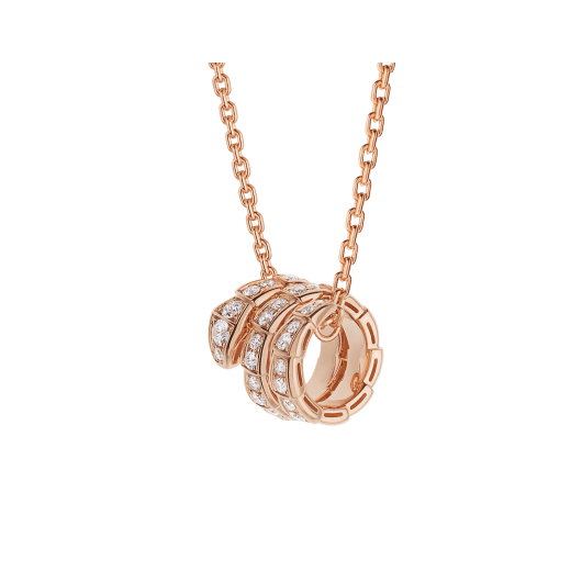 Serpenti Viper pendant necklace in 18 kt rose gold set with pavé diamonds 357795 image 1
