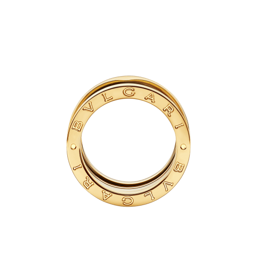 يسفر التصميم الجريء لخاتم بي.زيرو1 عن الروح الجذابة لأيقونة من أيقونات المجوهرات عبر الخطوط الحلزونية الانسيابية للذهب الأصفر وشخصية أحجامه الجريئة. B-zero1-4-bands-AN191025 image 2