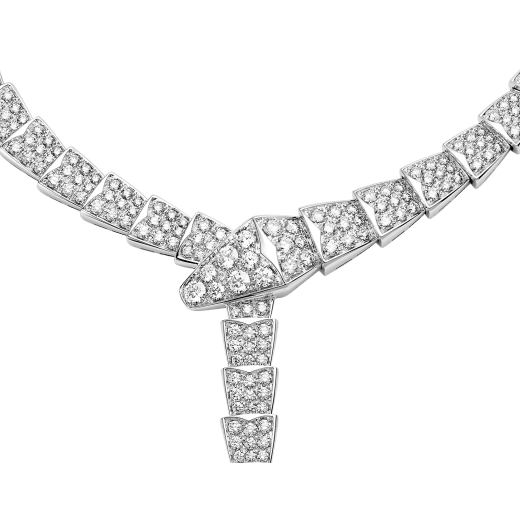 Serpenti necklace in 18 kt white gold, set with full pavé diamonds. 348165 image 2