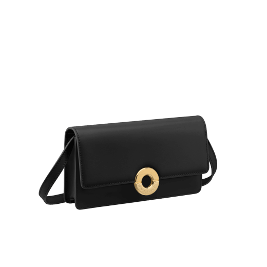 Bvlgari Roma pochette in Perla White calf leather with crystal rose nappa leather interior. Iconic gold-plated brass closure engraved with the Bvlgari logo. BVR-CHAIN-POCHETTE image 1