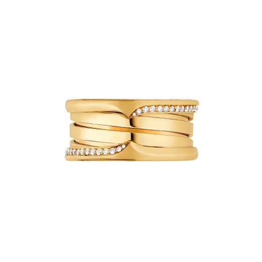 B.zero1 3-Band-Ring aus 18 Karat Gelbgold, an den Rändern halb ausgefasst mit Diamant-Pavé AN859655 image 3
