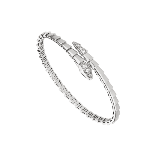 Serpenti Viper one-coil 18 kt white gold bracelet set with pavé diamonds on the head and tail. BR859759 image 1