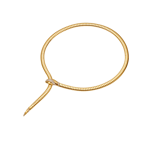 Serpenti 18 kt yellow gold necklace set with demi pavé diamonds on the head and the tail, and black onyx eyes 360632 image 2