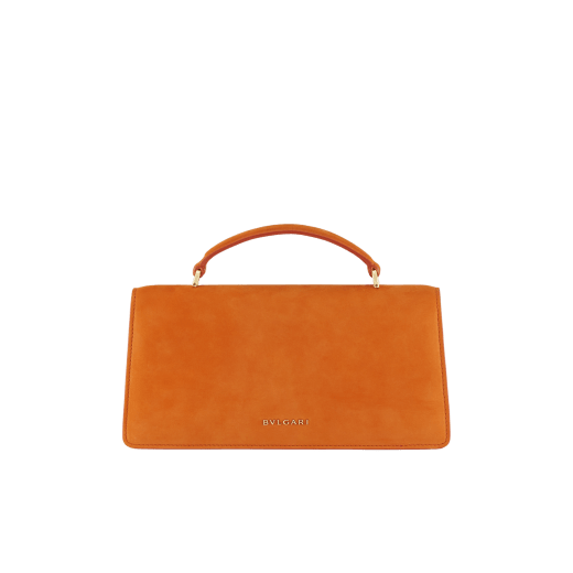 Serpenti Forever Elongated top handle bag in Terracotta nubuck leather with Terracotta nappa leather lining. Captivating snakehead magnetic closure in light gold-plated brass embellished with Terracotta enamel and gold-plated brass scales, and black onyx eyes. 295620 image 2