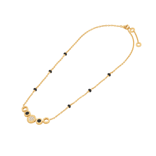 BVLGARI BVLGARI 18 kt yellow gold necklace set with round black onyx inserts and pavé diamonds 358425 image 2