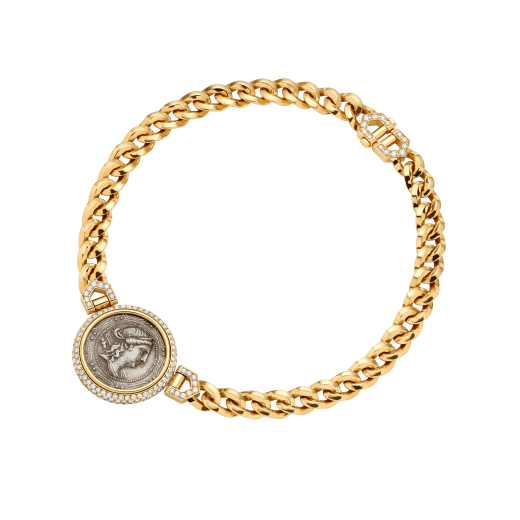 عقد "مونيتي" من الذهب الورد عيار 18 قيراطاً مرصع بقطعة نقود فضية أثرية CL859316 image 2