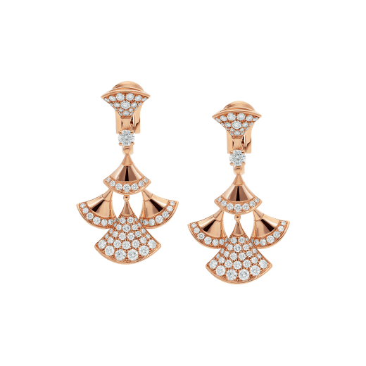 DIVAS' DREAM earrings in 18 kt rose gold set with a diamond and pavé diamonds. 352810 image 1