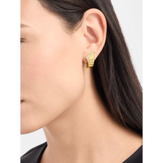 Bvlgari Tubogas 不對稱圈式耳環，採用 18K 黃金，飾以半密鑲鑽石。 362521 image 3