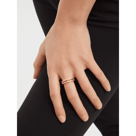 B.zero1 18 kt rose gold one-band ring with openwork logo spiral AN859308 image 3