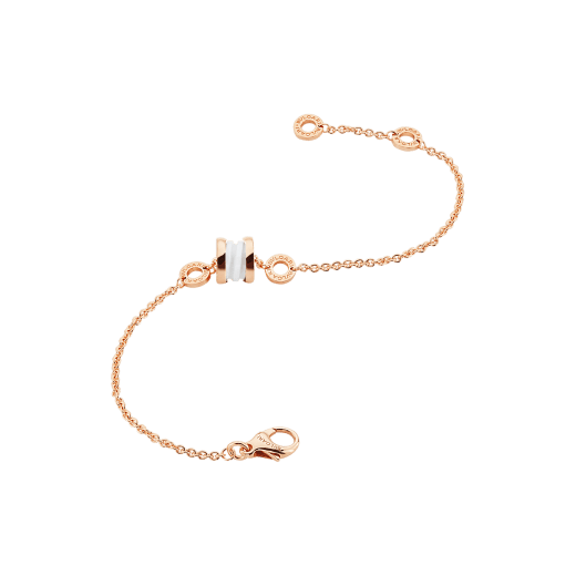 B.zero1 soft bracelet in 18 kt rose gold with 18 kt rose gold and white ceramic pendant. BR859345 image 2