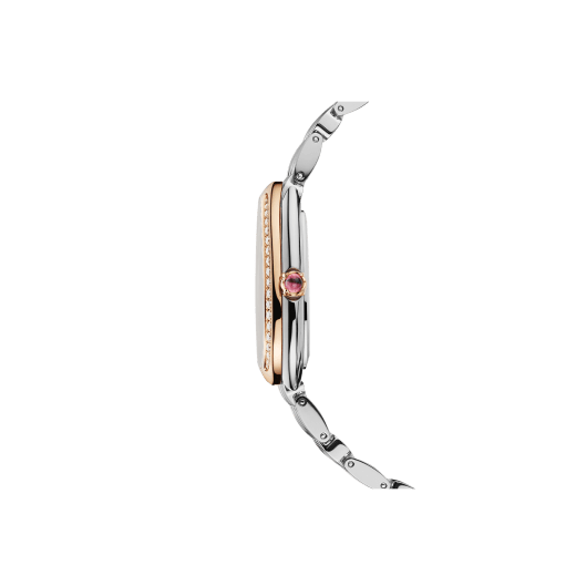 Serpenti Seduttori Uhr mit Gehäuse und Armband aus Edelstahl, Lünette aus 18 Karat Roségold mit Diamanten sowie einem silberweißen Opalin-Zifferblatt. 103143 image 3
